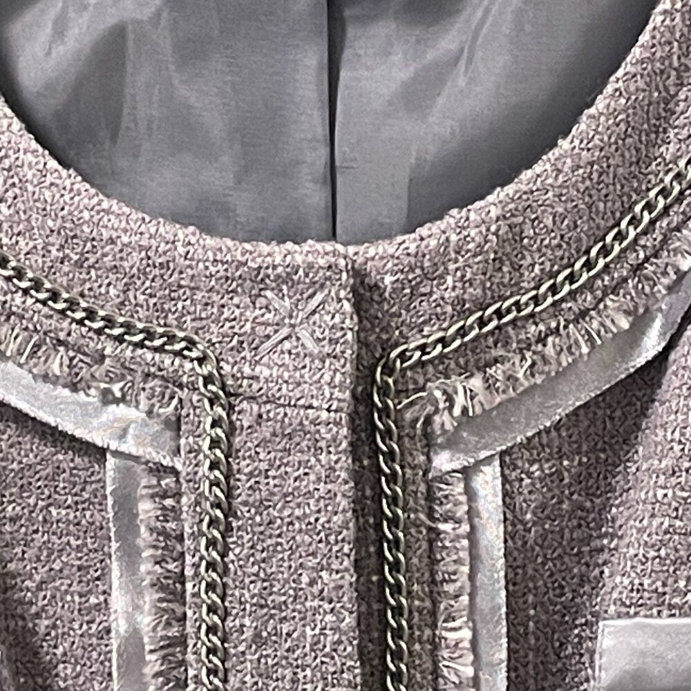 HALOGEN Wool Blend Embellished Gray Tweed Blazer 3/4 Sleeve Women XL - Picture 6 of 8